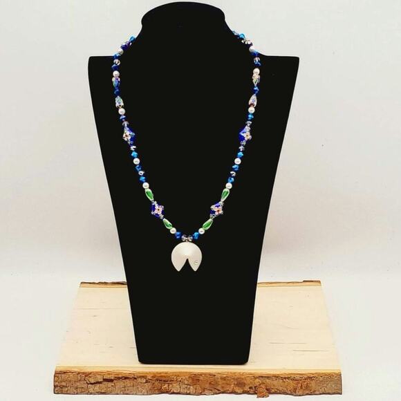 Lucky Fortune Cookie Beaded Handmade One-of-a-Kind Necklace. - Picture 1 of 4